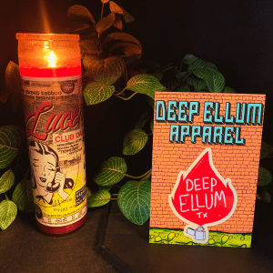 Deep Ellum lighter with big red flame sticker