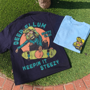 Skate Squatch is a Sasquatch on a skateboard, designed by Hunter Moehring